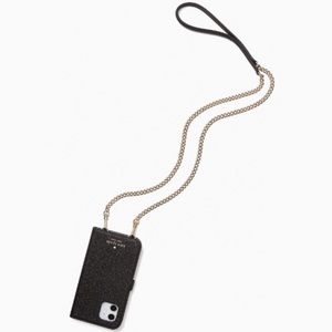 Brand new/never used Kate Spade black glitter phone crossbody iPhone 12 Pro